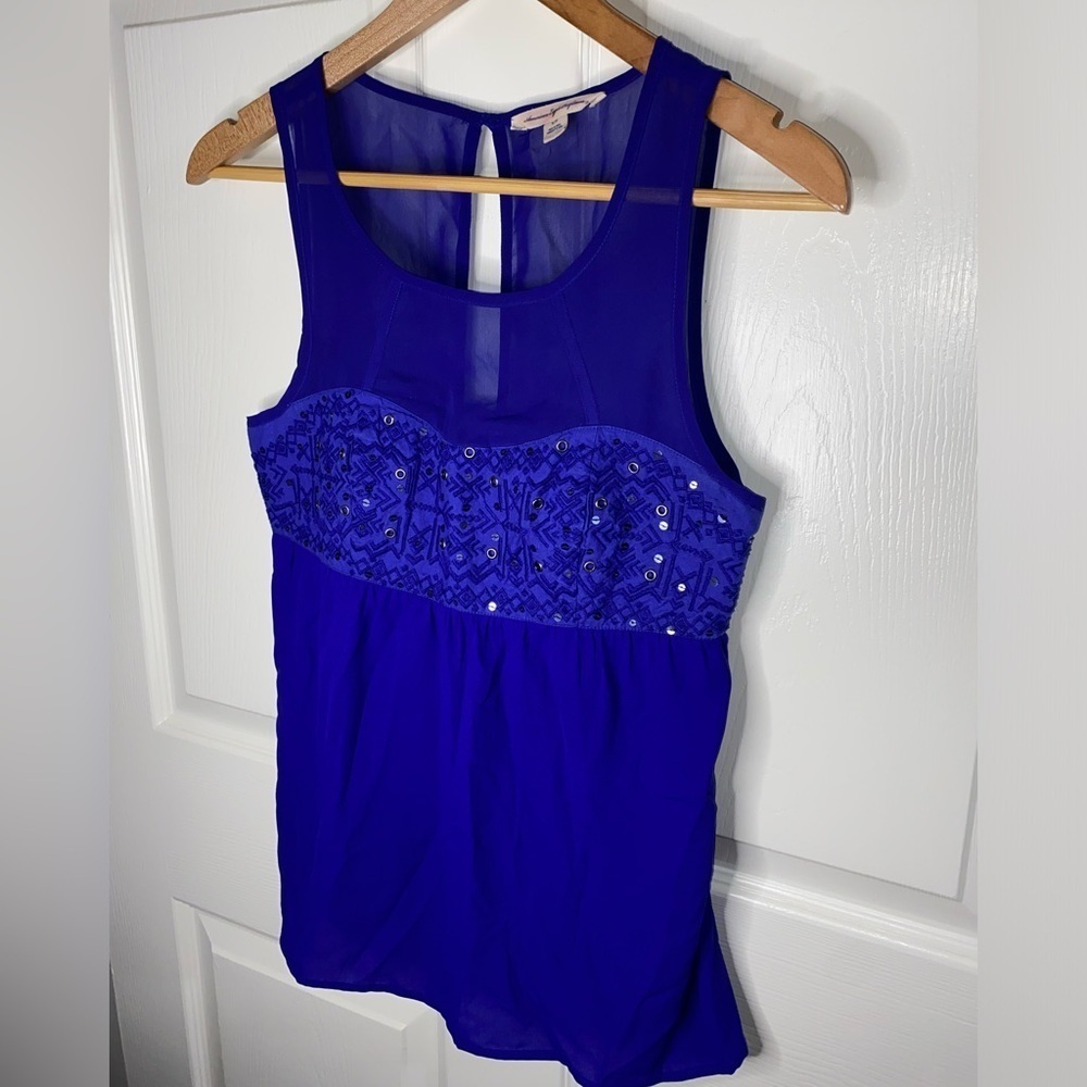 American Eagle Blue Sequin Tank Top, Size Small, Boho AEO - Picture 4 of 9